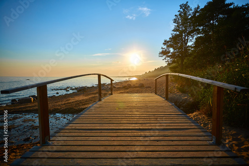 Fototapeta Naklejka Na Ścianę i Meble -  sunset beach bridge