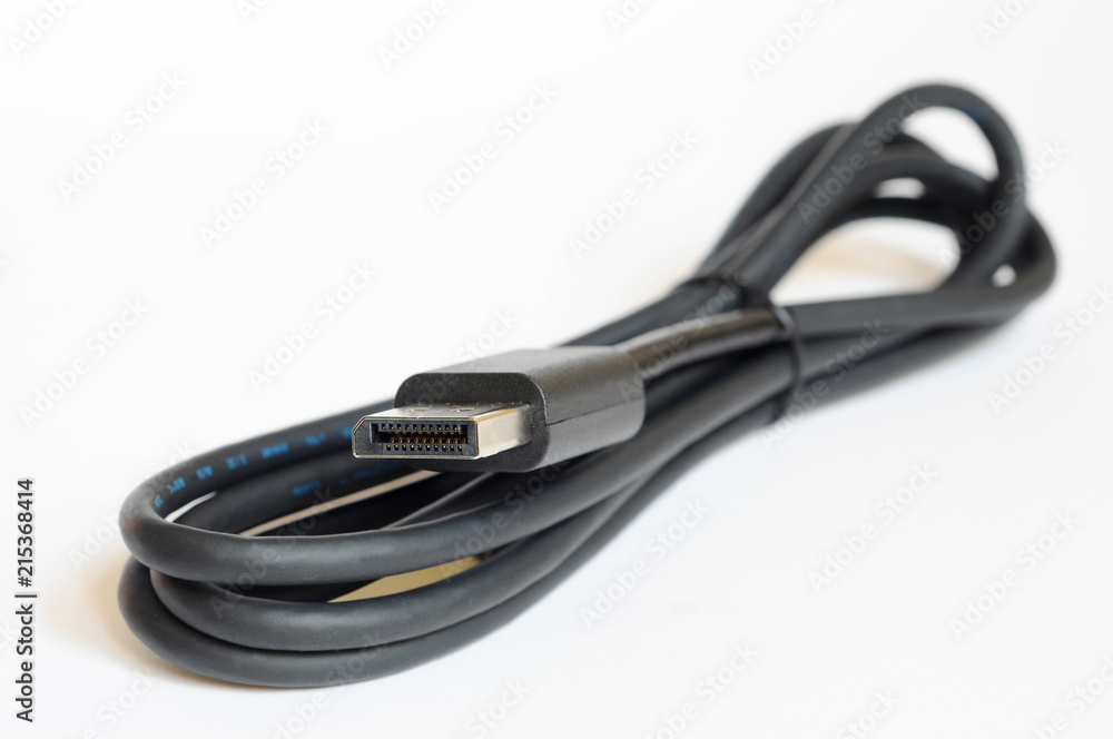 DisplayPort cable isolated on white DisplayPort cable isolated on white