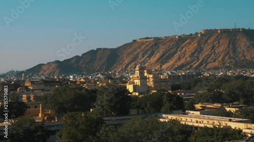4K scenic view of mountain from monument in Jaipur Rajasthan photo