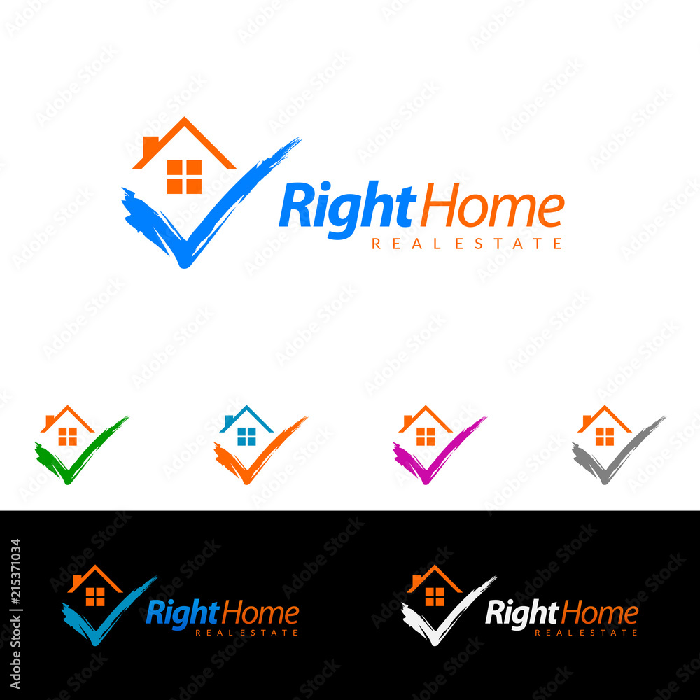 Check home, Real estate vector design, simple realty with check line and roof