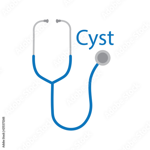 cyst word and stethoscope icon- vector illustration