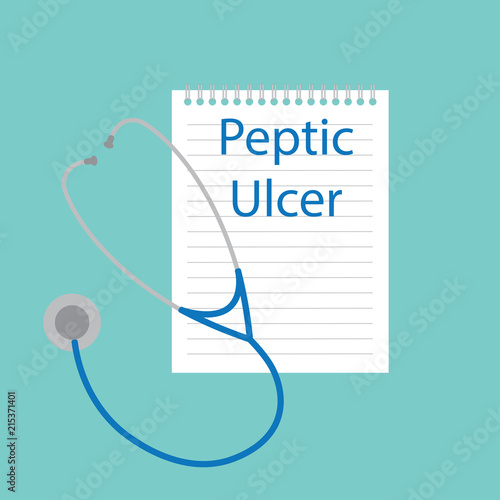 Peptic ulcer written in a notebook- vector illustration