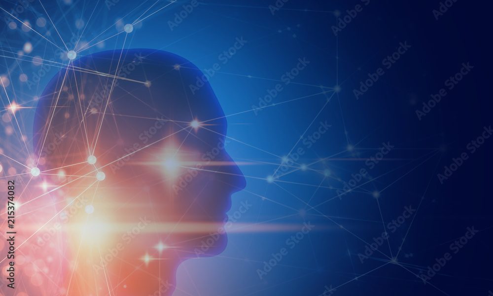 3d brain human head with digital ai network technology illustration background 3d brain human head with digital ai network technology illustration background