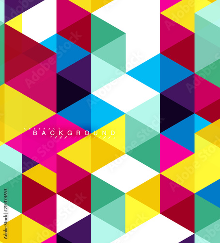 Multicolored triangles abstract background, mosaic tiles concept