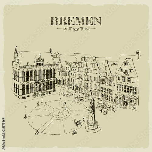 Bremen Market Square, Bremen, Germany line icon concept. Linear vector sign, symbol, illustration.