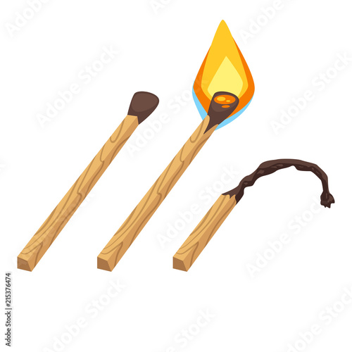 matches: lighted and burned