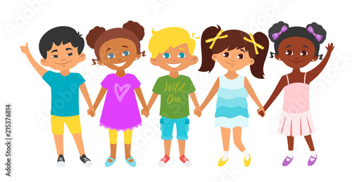 kids standing in a row 