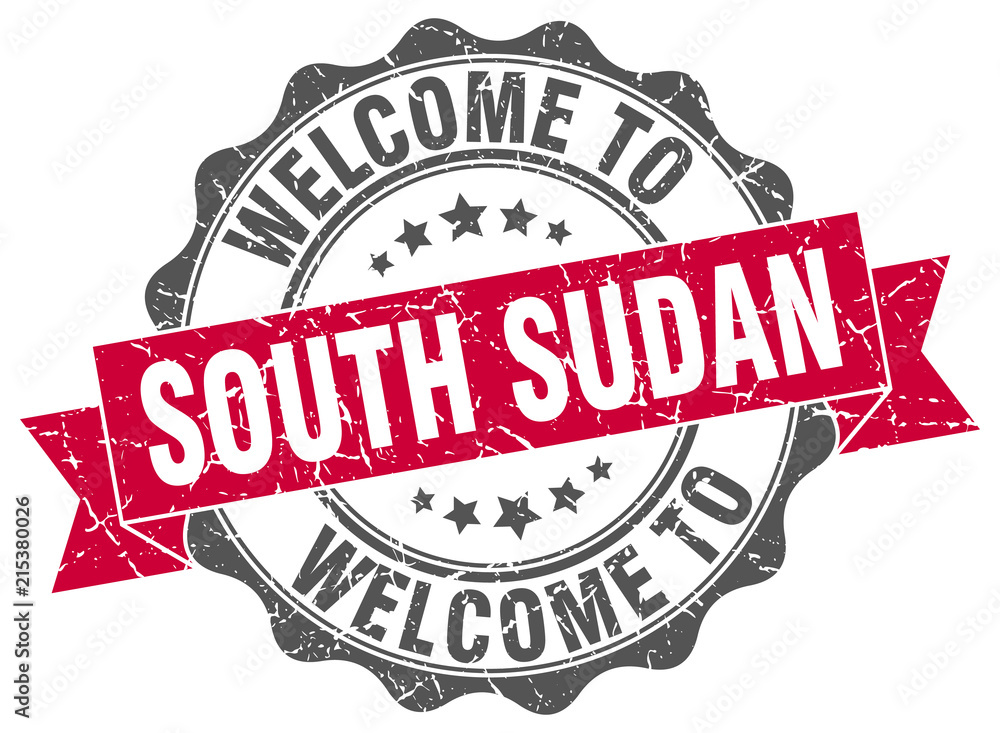 Obraz premium South Sudan round ribbon seal