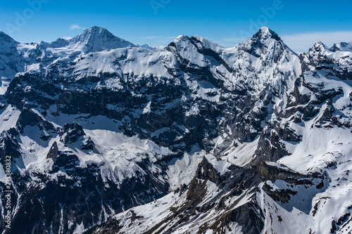 Switzerland, snow alps panorama view