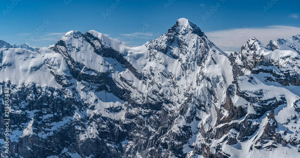 Switzerland, snow alps panorama view