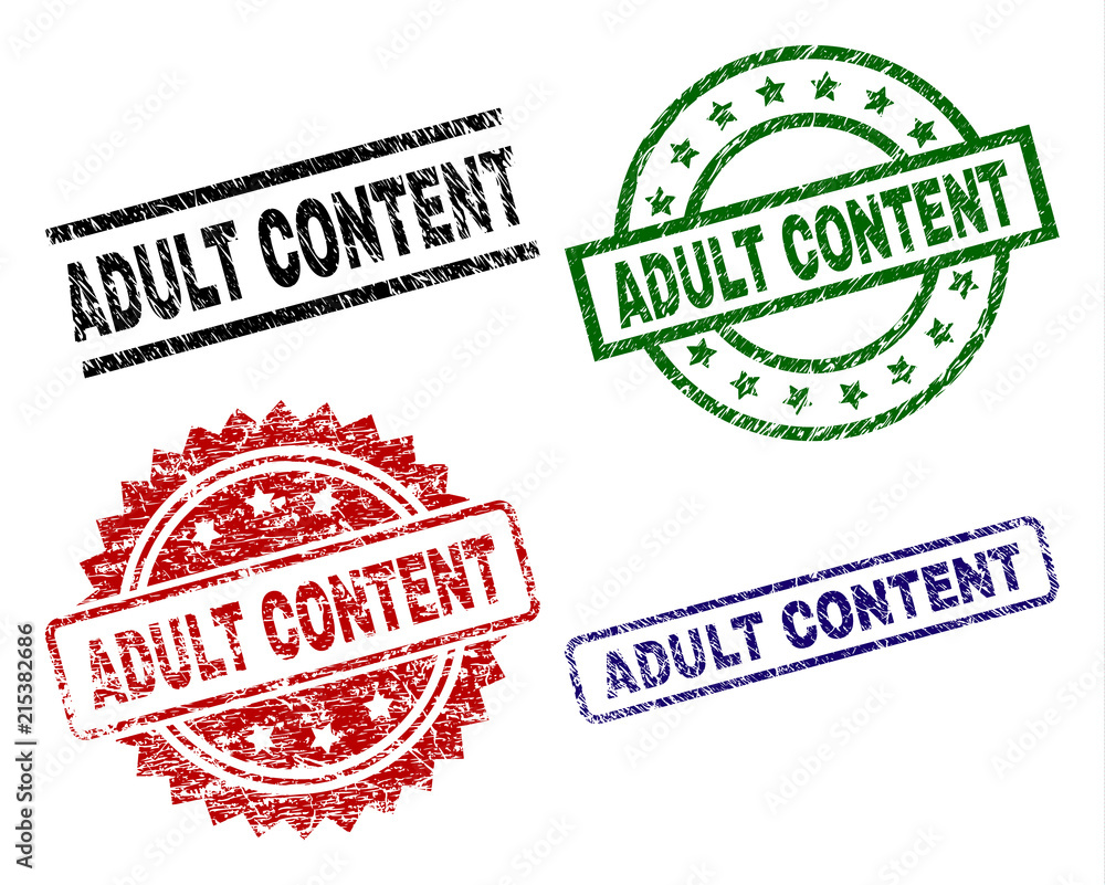 ADULT CONTENT seal prints with distress style. Black, green,red,blue vector rubber prints of ADULT CONTENT title with retro style. Rubber seals with round, rectangle, medal shapes. ADULT CONTENT seal prints with distress style. Black, green,red,blue vector rubber prints of ADULT CONTENT title with retro style. Rubber seals with round, rectangle, medal shapes.