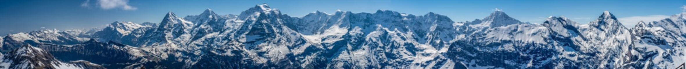 Leinwandbilder Panoramafotos Schweizer Schneealpen Panoramablick im Winter  © AlehAlisevich