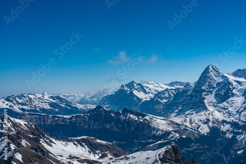 Switzerland, snow alps panorama view