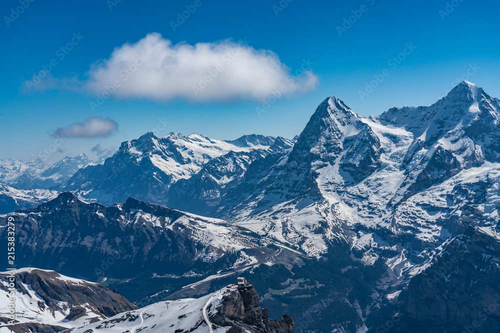 Obraz premium Switzerland, snow alps panorama view