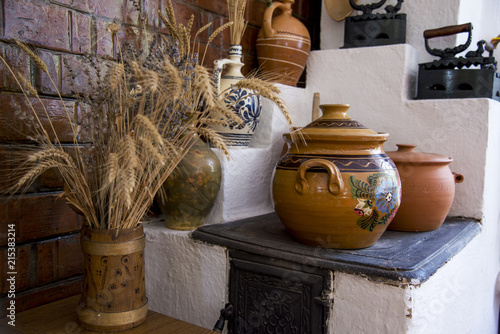 Traditional Romanian earthenware pottery in Buzau - Romania photo