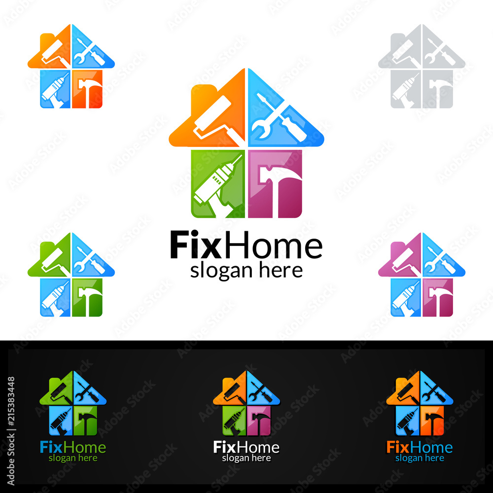 Real estate Logo, Fix Home Vector Logo Design suitable for architecture, handyman,bricolage,Diy - obrazy, fototapety, plakaty 