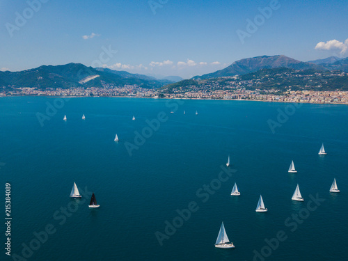 Sailing regatta near of Salerno in Italy. Aerial view