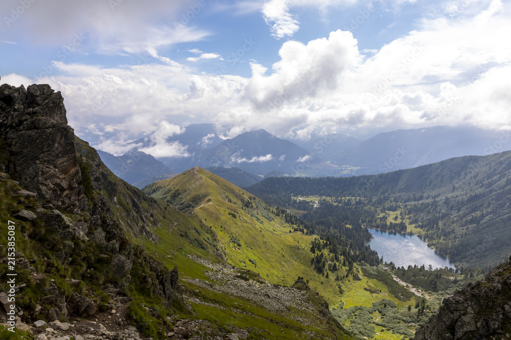 hiking trail to mountain boesenstein in styria, austria