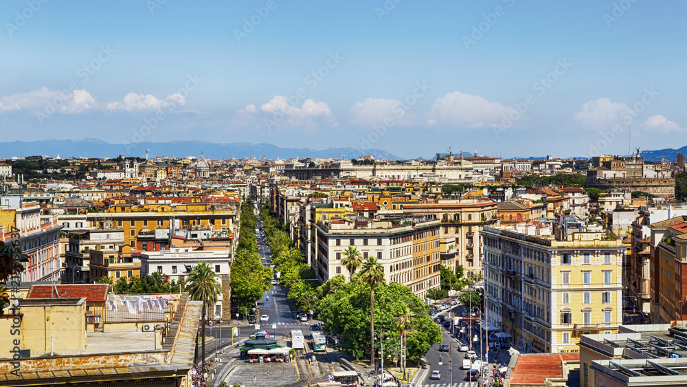 Panoramic view of Rome and its architecture