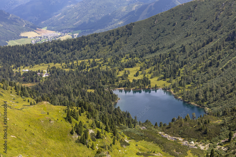 mountain lake scheibelsee near rottenmann, in the low tauern, styria, rottenmanner tauern, austria