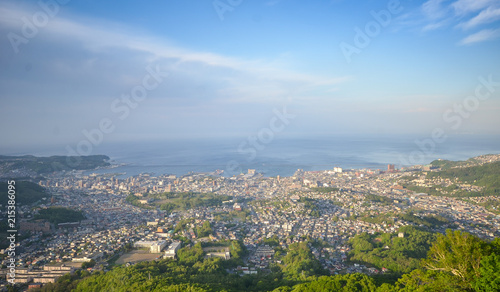 Otaru city view from Tenguyama mountain, Hokkaido, Japan.