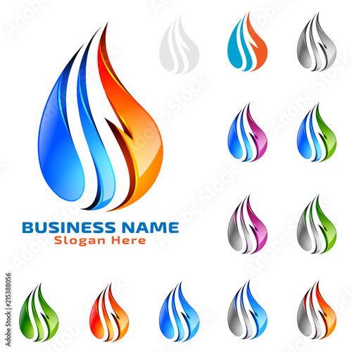 Water Drop, Oil, Gas, 3d blue water drop vector logo design