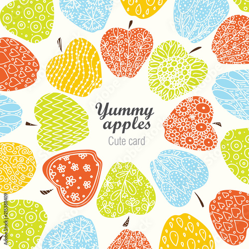 Cute apple. Postcard.