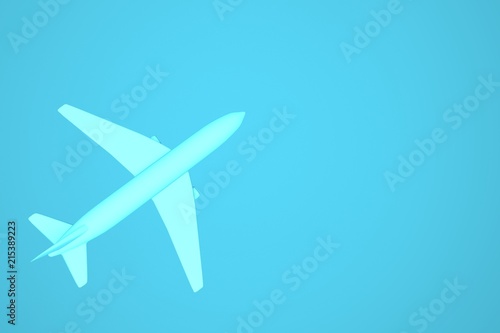 Model airplane on a blue background. 3d Illustration