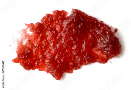 Raspberry jam spread isolated over white background