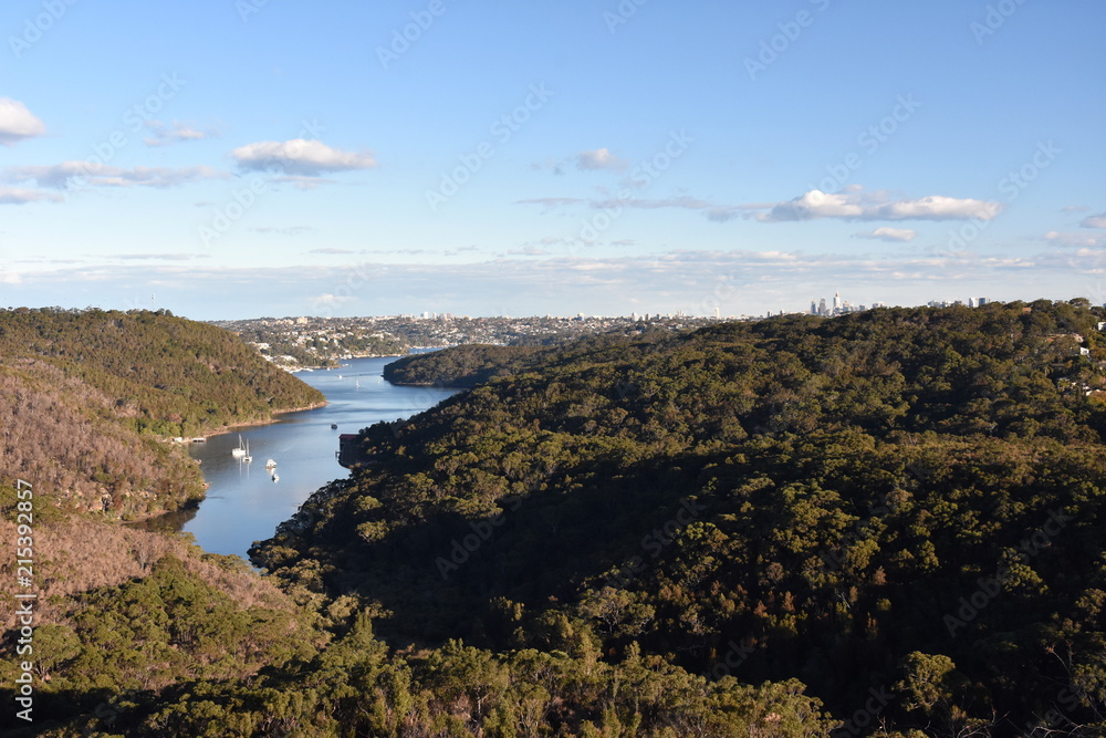 Middle Harbour, view from The Bluff lookout in Garigal National Park (Sydney, NSW, Australia)