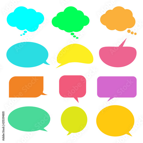 Vector set of stickers of speech bubbles. Blank empty speech bubbles