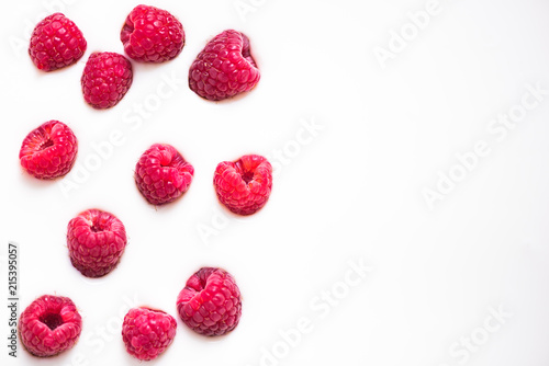 Yogurt background with raspberries, copy space template