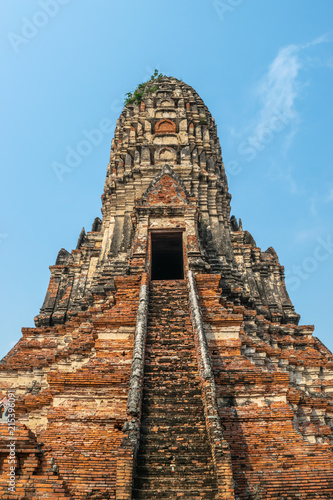 View of Wat Chaiwatthanaram which is the ancient Buddhist temple in the Ayutthaya Historical Park  Ayutthaya province  Thailand. 