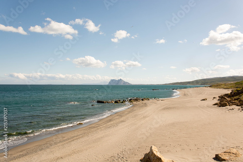 Alcaidesa Nude Beach at southern spain, CadizAlcaidesa Nude Beach at southern spain, Cadiz with the Rock of Gibraltar