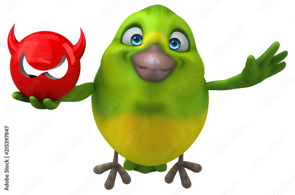 Fun green bird - 3D Illustration Fun green bird - 3D Illustration