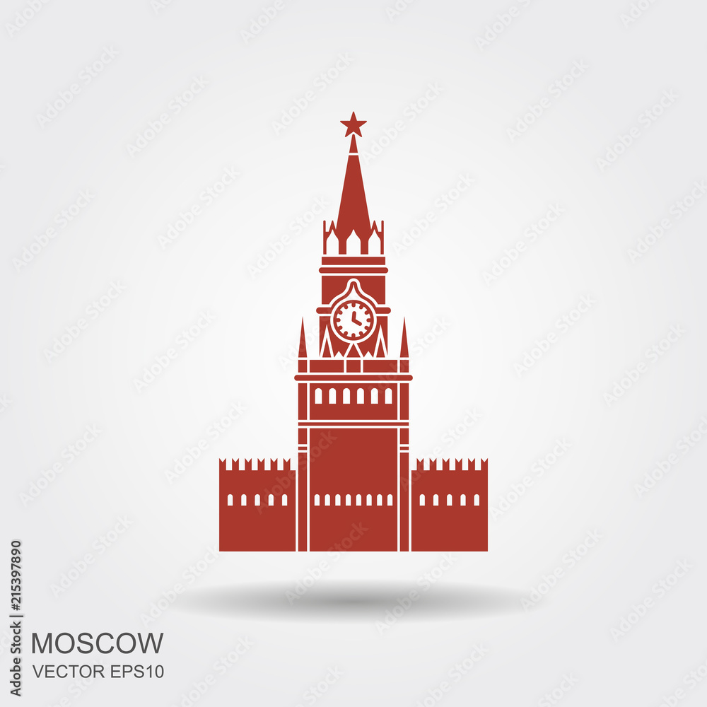 Fototapeta premium Moscow Kremlin icon in flat style