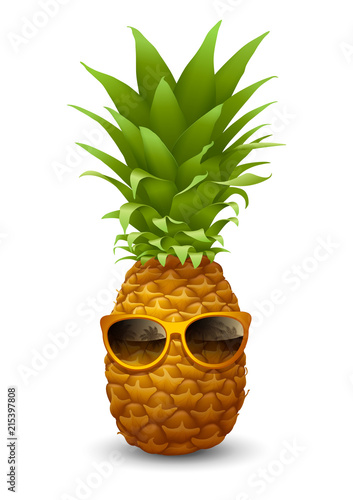 Fresh ripe Pineapple in sunglasses