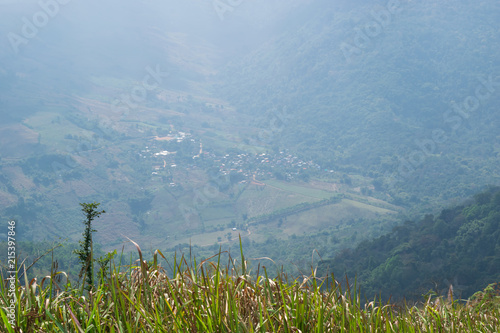 Natural landscape of mountain view at Phu Lom Lo at Phu Hin Rong Kla National Park, Dasai District, Loei Province, Thailand.