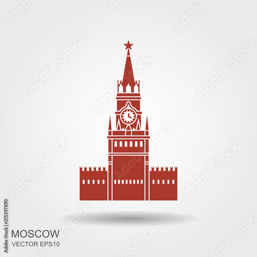 Moscow Kremlin icon in flat style