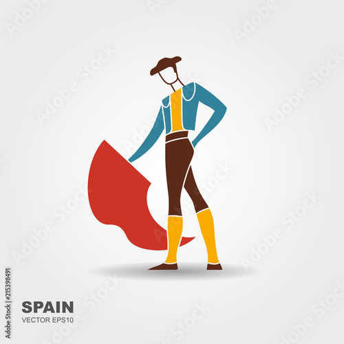 Bullfight, matador. Flat stylized icon
