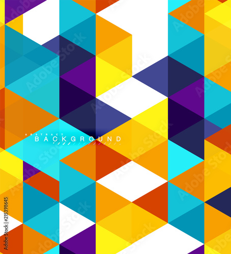 Multicolored triangles abstract background, mosaic tiles concept