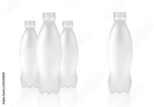 Mock up Realistic Plastic Packaging Product For Soft Drink or Water Juice Bottle isolated Background.
