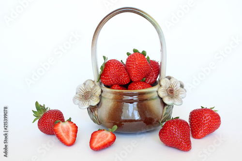 Strawberries in ceramic vase