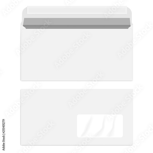 White right hand window envelope with self adhesive seal, template