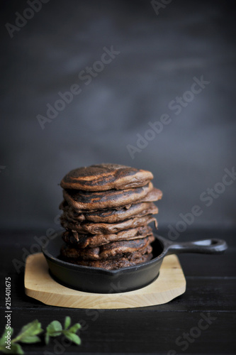 Wallpaper Mural chocolate punkakes for breakfast, dark pics. Homemade baking Torontodigital.ca
