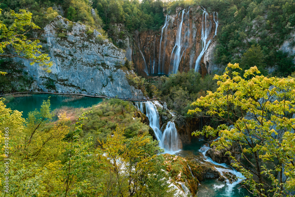 Fototapeta premium Breathtaking view during summer season at Plitvice Lakes National Park in Croatia
