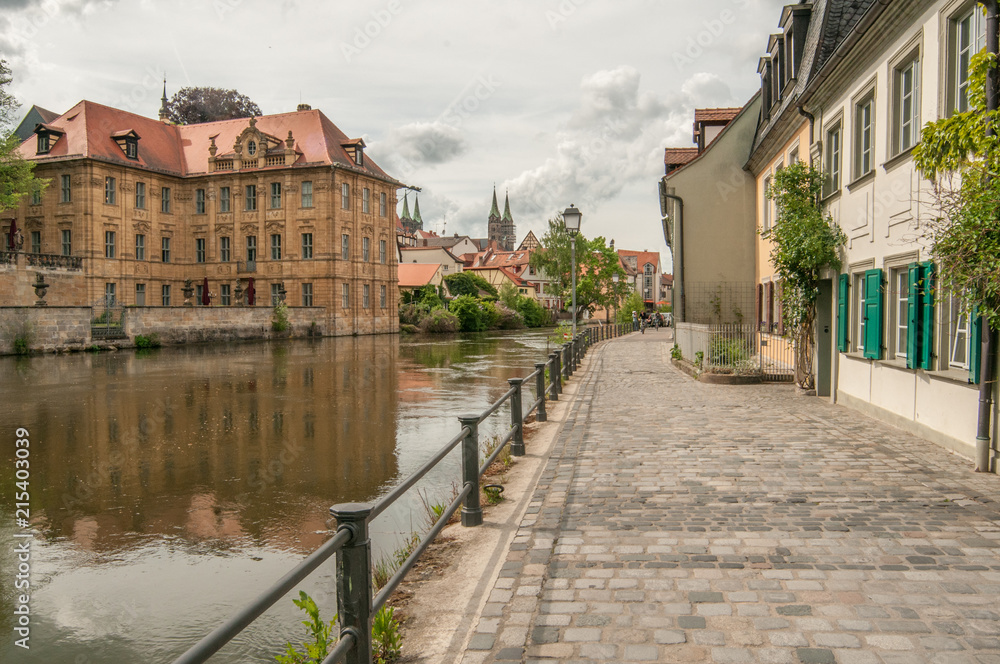 City landscape, river, old buildings, Bamberg, Germany 1