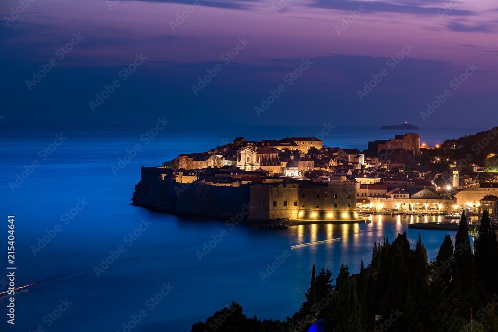 Beatiful sunset view of famous Dubrovnik old & world heritage city of Croatia