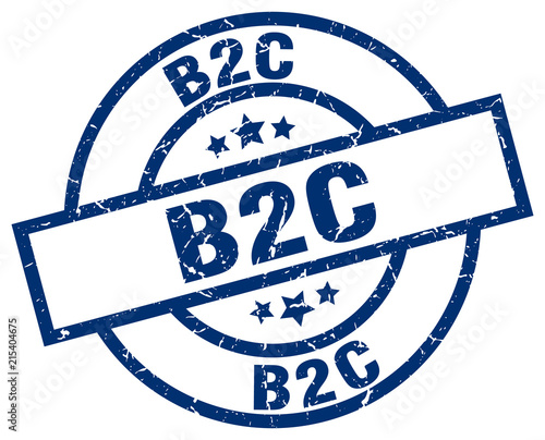 b2c blue round grunge stamp