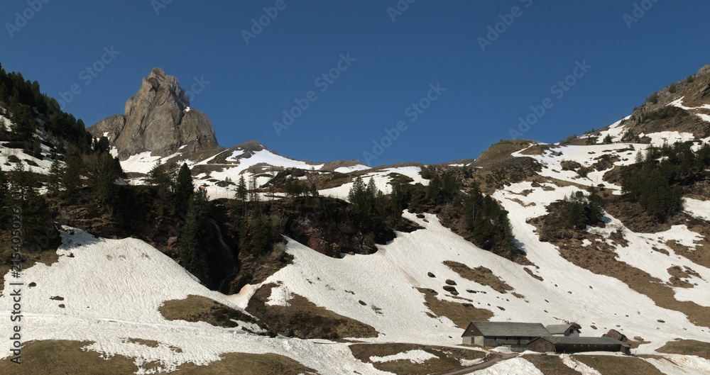 Obraz premium Minor peak over Seebenalp, Flumserberg, Swiss Alps